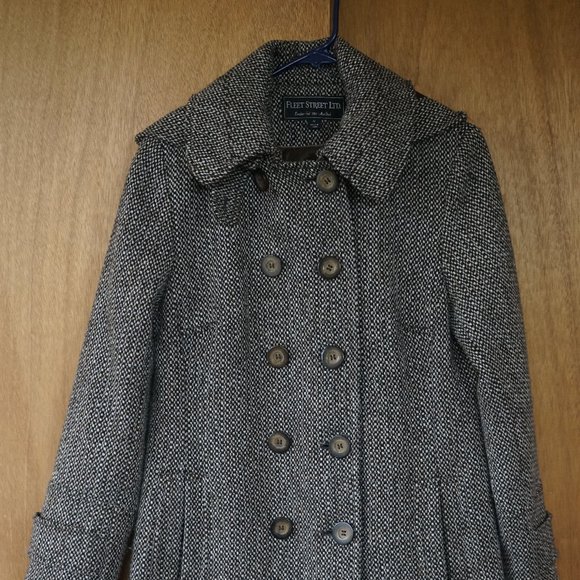 Vintage Fleet Street Women's Medium Button-Down Hooded Pea Coat RN# 50411 - Picture 1 of 16